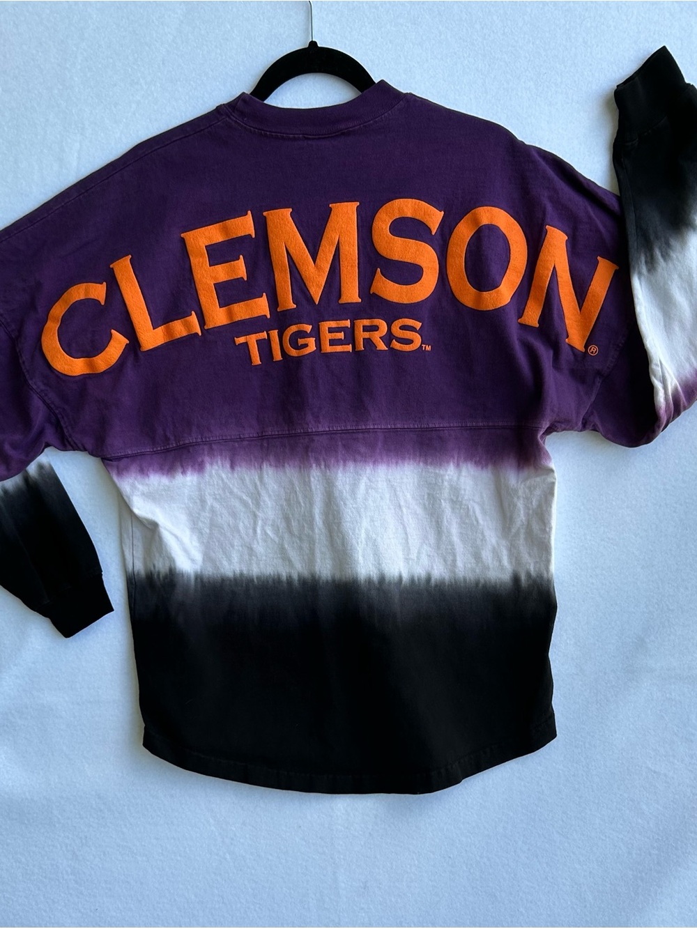 Clemson Tigers Spirit Jersey Purple Ombre Dip Dye Long Sleeve Size Small NCAA